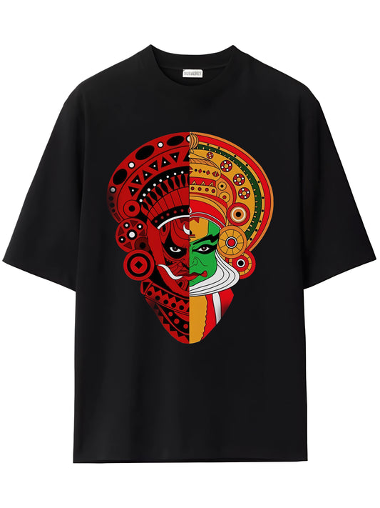 Kathakali & Theyyam Fusion Design Oversized T shirt